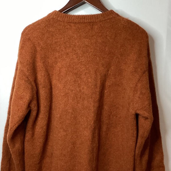 Abercrombie Fitch Mens Crewneck Sweater Orange Wool Striped XL - Picture 6 of 11